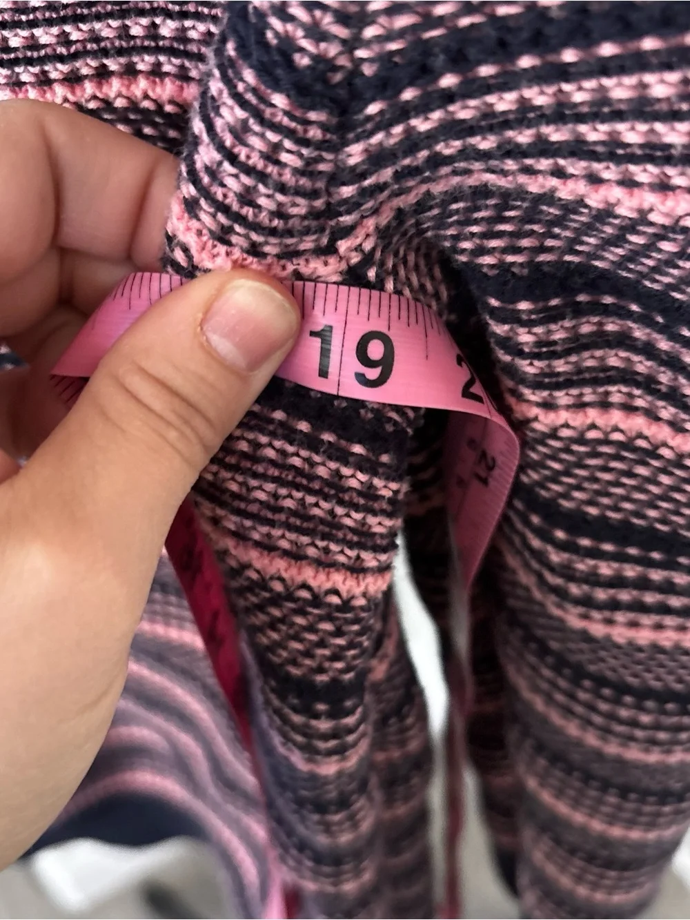 J. Crew Navy and Pink Striped Crewneck Sweater